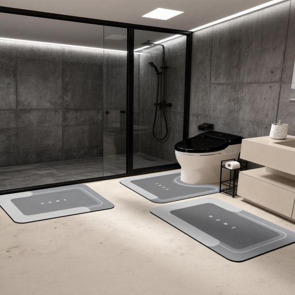 3件套吸水浴室地垫魔术地毯套装，速干浴室地垫防滑地毯，橡胶底，适用于浴室、厨房、淋浴间和洗手池-8