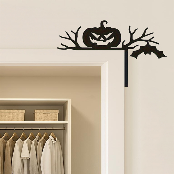 CIFbuy神秘黑色剪影门饰 万圣节幽灵卡通挂饰 哥特窗框派对家居户外装饰(TikTok、temu下自提)-5