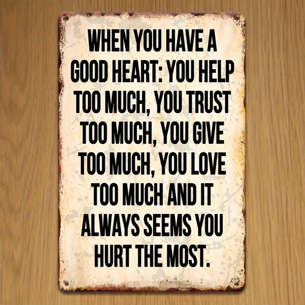 CIFbuy 讽刺复古金属牌善良的心主题搞笑锡牌家居浴室卧室花园男人洞墙面装饰好友生日礼物（TikTok、temu 下自提）-6