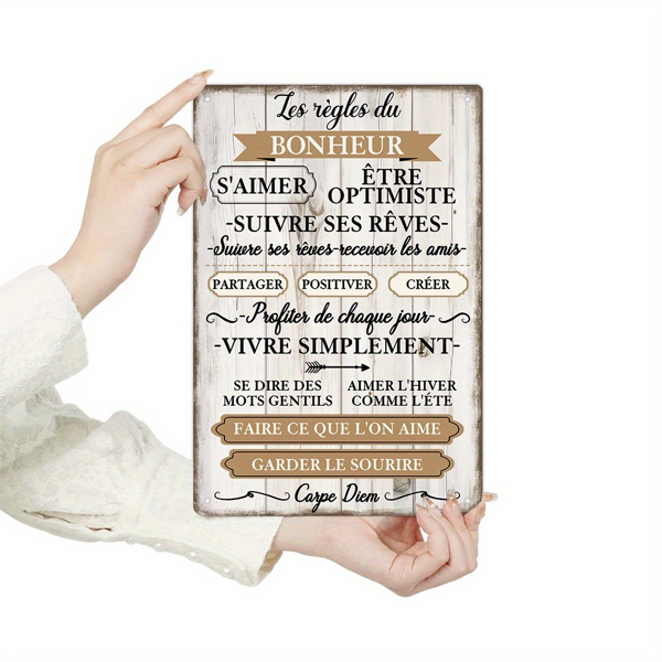 CIFbuy 复古法式励志语录金属牌乡村风家居农舍咖啡馆装饰铁皮墙饰（TikTok、temu 下自提）-2