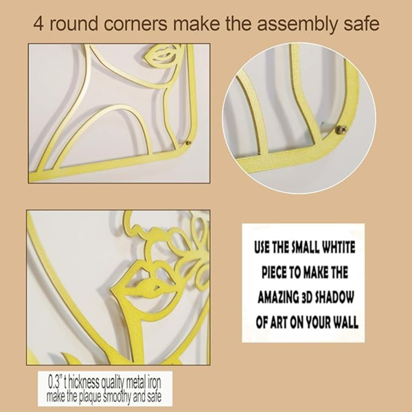 CIFbuy 金属烤漆抽象女性线条三联装饰画 轻奢风客厅卧室墙面壁挂（TikTok，temu 自提）-2