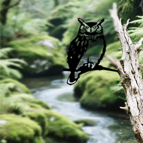 CIFbuy手工复古猫头鹰雕塑花园装饰庭院草坪户外艺术品(TikTok、temu下自提)-2