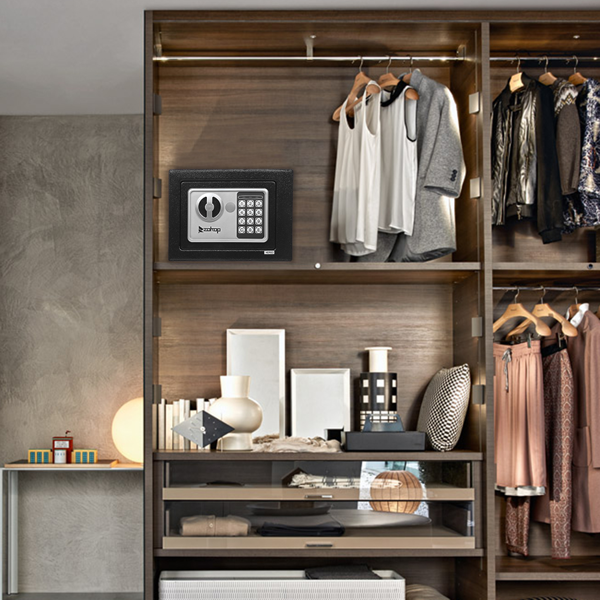 17E家用 电子密码保险箱 黑色箱体 银灰色面板【不含电池】-60