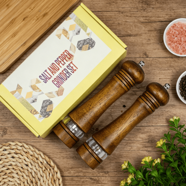 2pcs 8英寸木制手动胡椒研磨机，粗糙度可调，厨房调味工具，家用高端质感，节日礼物推荐-5