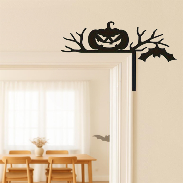 CIFbuy神秘黑色剪影门饰 万圣节幽灵卡通挂饰 哥特窗框派对家居户外装饰(TikTok、temu下自提)-3