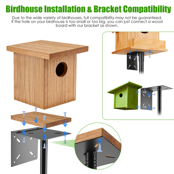 （自提可发加拿大，temu&tk下自提单）带松鼠防护装置的喂鸟架，五爪底座重型喂鸟架，32“-94” 可调节高度喂鸟站，配有4个牧羊钩，适用于户外花园庭院-3