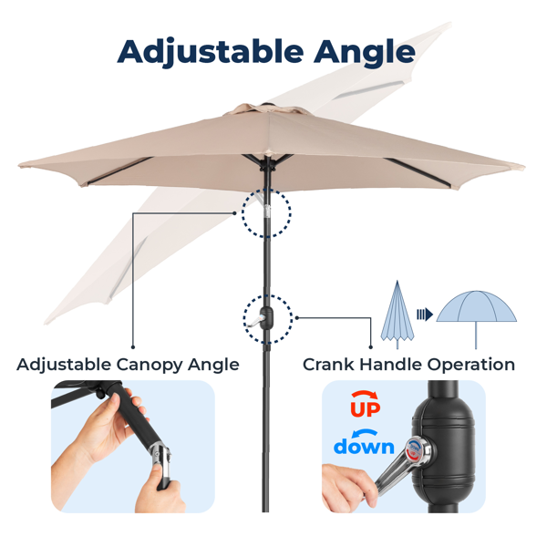 9FT 卡其色 转向头 KD 圆形 太阳伞 涤纶布 6铁伞骨 铁中柱-16