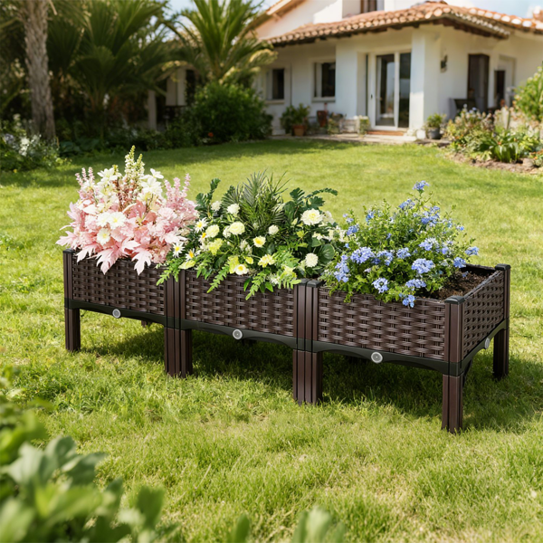 （自提可发加拿大，temu&tk下自提单）高架花坛种植箱，3种尺寸可选，自浇灌式高架花坛，轻质PP材质种植容器，适用于蔬菜、香草、花卉，适合户外露台和阳台-大号-9