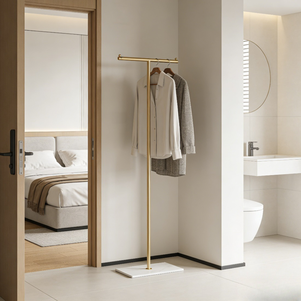 Clothing Rack, Golden Metal Freestanding Heavy Duty Clothes Rack with Marble Base, Multipurpose Garment Hanger for Bedroom, Hat, Scarf, Jacket,-7