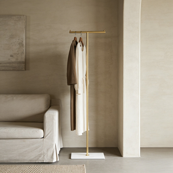 Clothing Rack, Golden Metal Freestanding Heavy Duty Clothes Rack with Marble Base, Multipurpose Garment Hanger for Bedroom, Hat, Scarf, Jacket,-9