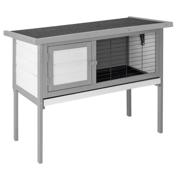 33.8in 高脚 可开屋顶 防水 黑色沥青屋顶 灰色 白色杉木 木鸡兔笼-3