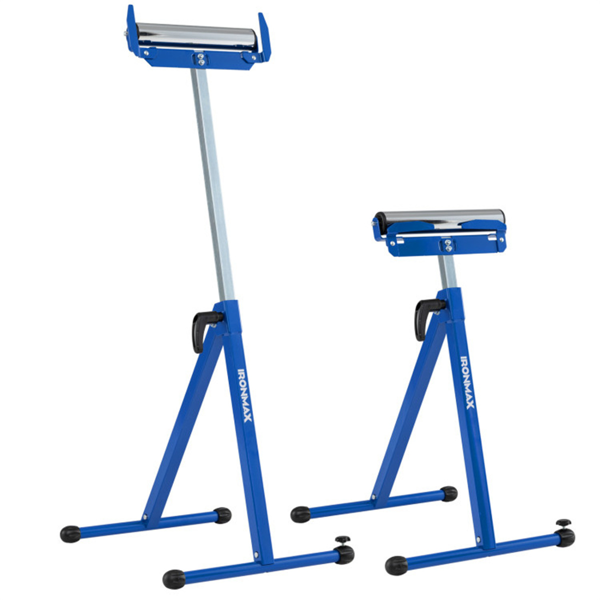 2件套重型金属折叠滚轮架，带边缘导轨便携式木工支架-蓝色-3