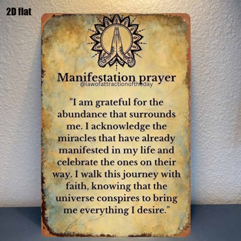 CIFbuy 灵性显化祈祷感恩墙饰启蒙蜡烛复古金属标牌信仰冥想家居咖啡馆车库铁制装饰（TikTok、temu 下自提）