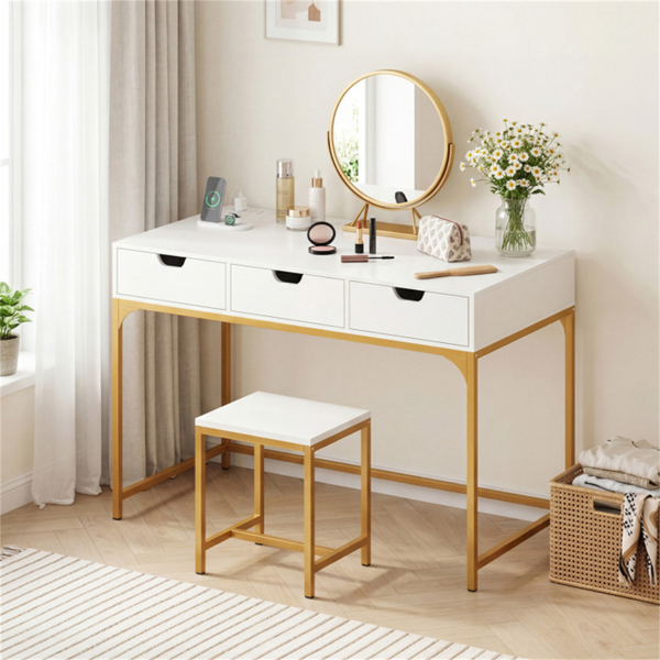 43.5英寸家庭办公桌，内置充电站和3个抽屉隐藏隔间-7