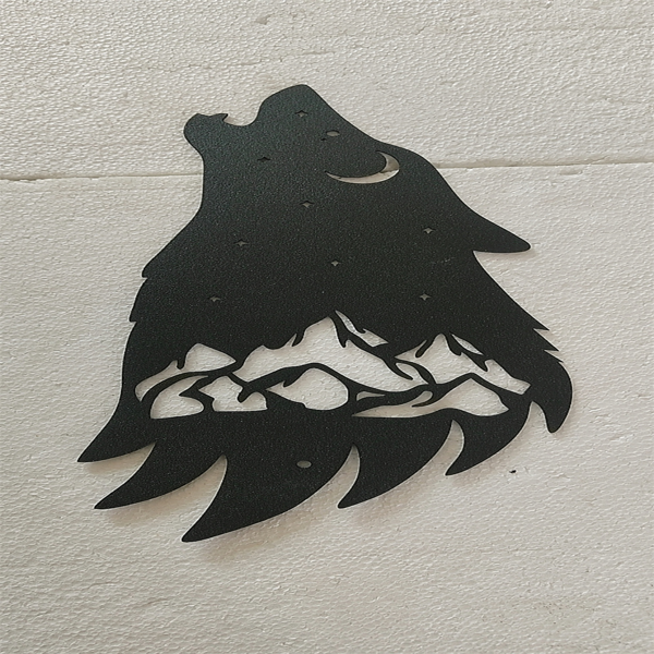 CIFbuy哥特式嚎叫狼金属墙艺术黑色暗黑学院风家居装饰客厅卧室办公室万圣节圣诞节礼物（TikTok、temu下自提）-6