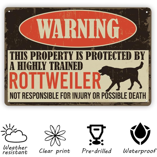 CIFbuy 罗威纳警示金属牌小心狗狗私人住宅户外门栏墙面装饰（TikTok、temu 下自提）-3