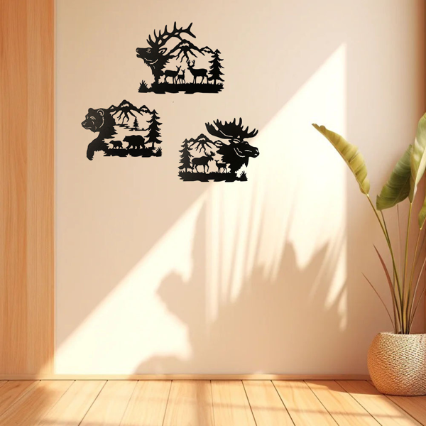 CIFbuy简约动物金属壁画3件套黑金色宠物主题家居装饰品(TikTok、temu下自提)-8