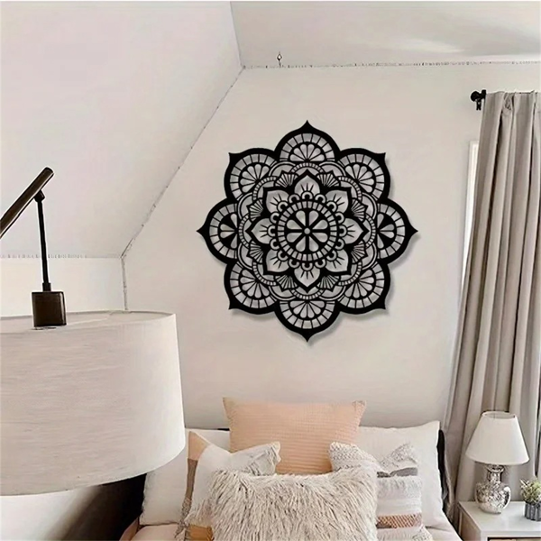 CIFbuy 3D几何线条金属墙壁艺术装饰手工波西米亚风格大型曼陀罗花挂饰客厅卧室美学房间装饰品 (TikTok、temu下自提)-8