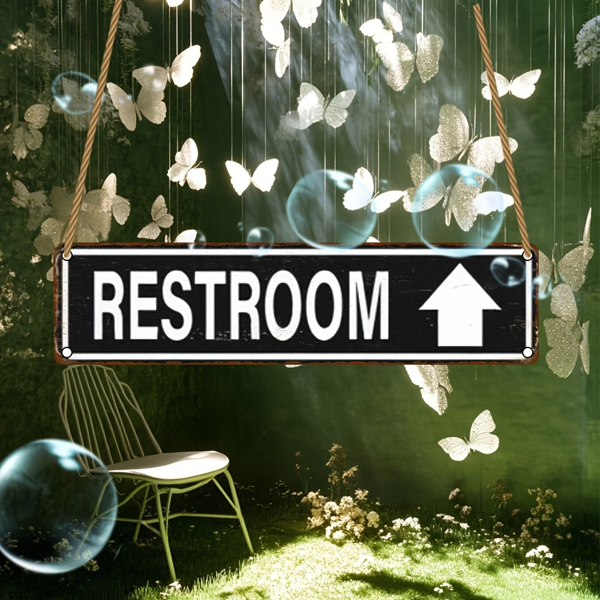 CIFbuy 质朴木制卫生间标识牌公园农舍家居商用英文壁挂装饰牌（TikTok、temu 下自提）-5