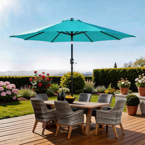 9FT 天蓝色  转向头 KD 圆形  太阳伞 涤纶布 6铁伞骨 铁中柱-26