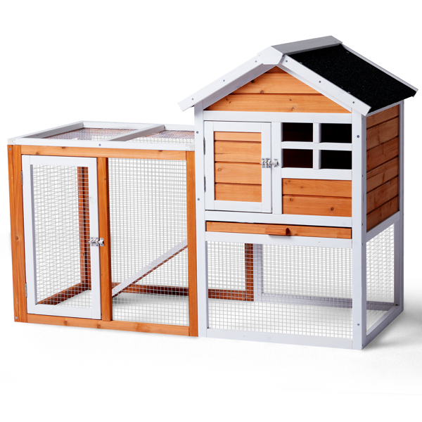 48"*24.8*35“ 房屋型  带跑梯 橙红色 杉木 木鸡兔笼-8