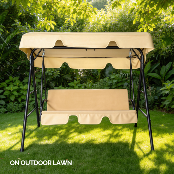 68*43*60inch 卡其色 KD款 带软垫 顶蓬 铁+牛津布 250kg 铁秋千套装-6