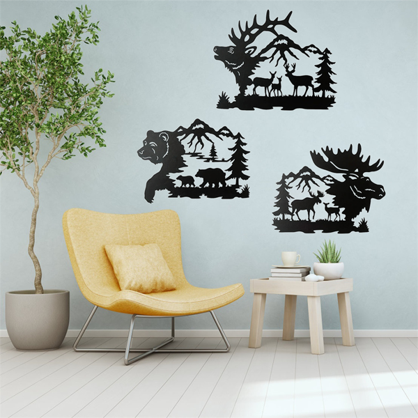 CIFbuy简约动物金属壁画3件套黑金色宠物主题家居装饰品(TikTok、temu下自提)-1