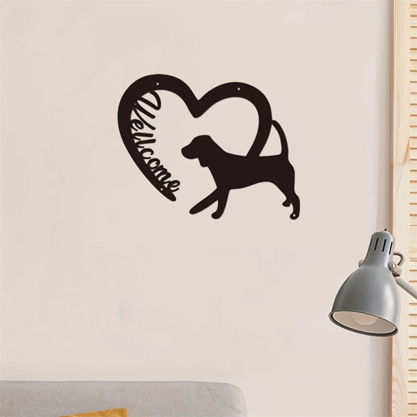 CIFbuy复古农庄铁艺心形狗图案欢迎门牌庭院花园装饰(TikTok、temu下自提)-9