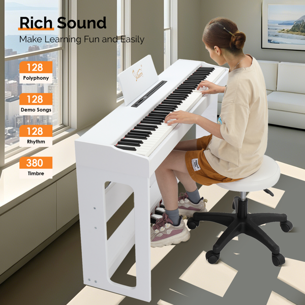 【AM不售卖】GDP-104/A-815 88键重锤键盘 无盖立式 白色 电钢琴 美国-14