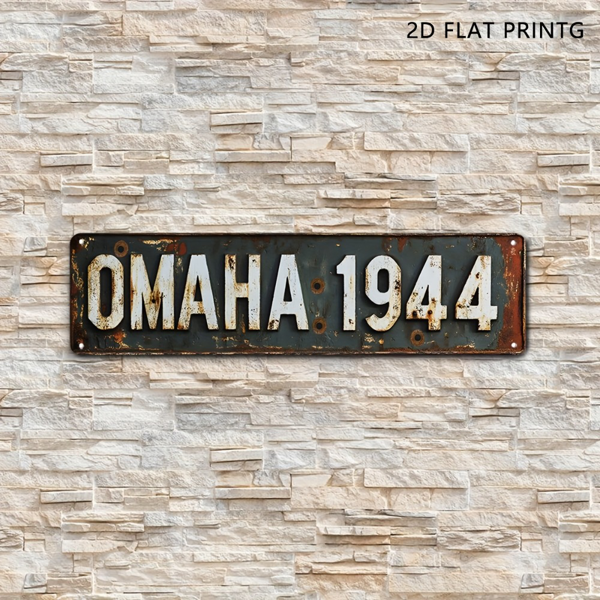 CIFbuy 复古军事铝制标牌奥马哈海滩二战地标乡村做旧墙饰车库酒吧装饰（TikTok、temu 下自提）-1