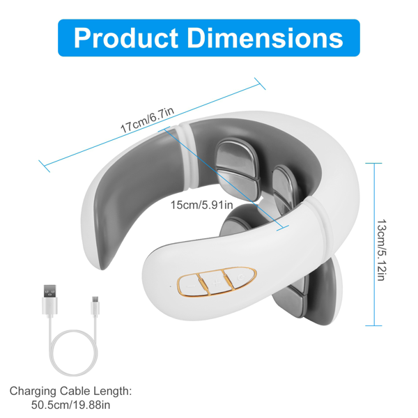 （自提可发加拿大，temu&tk下自提单）便携式带遥控加热颈部按摩器，采用TENS/EMS技术，配备8个按摩头，15分钟自动关机，带加热功能的电脉冲颈部按摩器，6种模式，20档强度，USB充电，便携式颈部疼痛缓解器-3