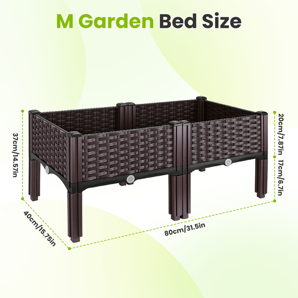 （自提可发加拿大，temu&tk下自提单）高架花坛种植箱，3种尺寸可选，自浇灌式高架花坛，轻质PP材质种植容器，适用于蔬菜、香草、花卉，适合户外露台和阳台-中号-13