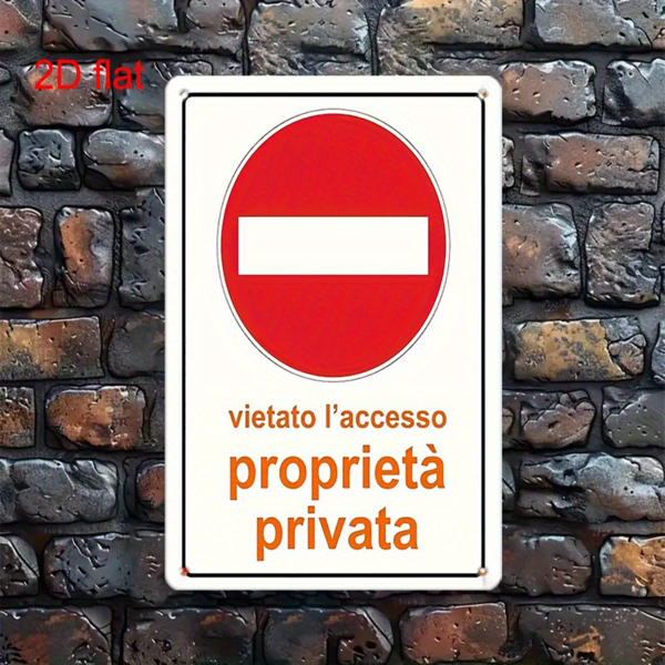 CIFbuy 私人财产禁止擅入意大利文金属牌加厚复古安全警示室内外装饰（TikTok、temu pick-up service）-6