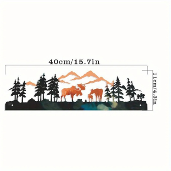 CIFbuy复古麋鹿冬季森林圣诞树壁饰 铁制墙艺客厅卧室入户装饰(TikTok、temu下自提)