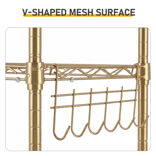 5层 可自由调节层间距  插梢式变形结构 带调节脚 展示架 铁 54*29*150cm 喷粉高光金-2