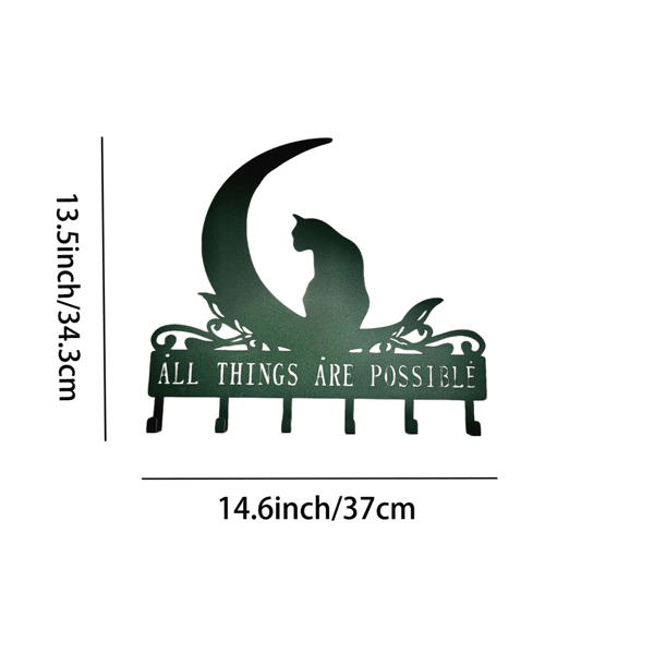 CIFbuy Moon Shaped Wall Shelf with Cat Hooks Entryway Organizer Modern Coat Rack Key Holder Jewelry Display （TikTok、temu下自提）-2