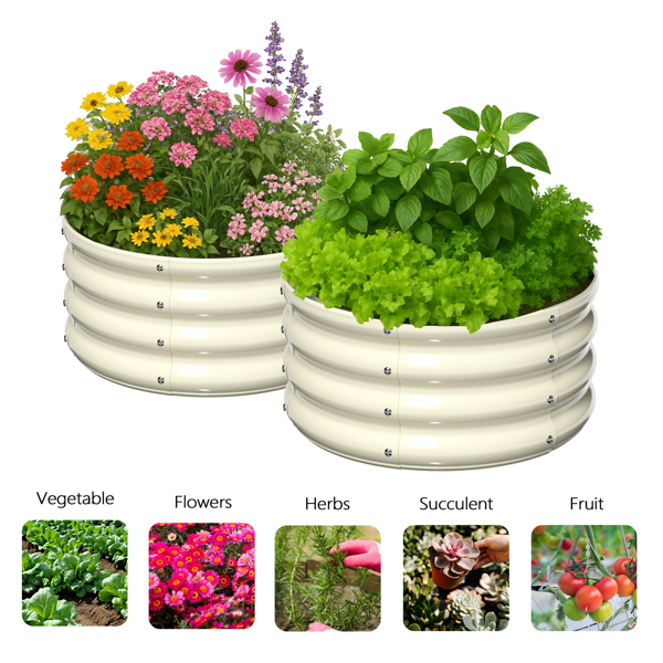 2PCS 2*2*1FT 米白色 拼接式圆形镀锌板 铁种植-9