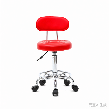 有靠背带纹路圆凳哈哈脚吧凳-红色