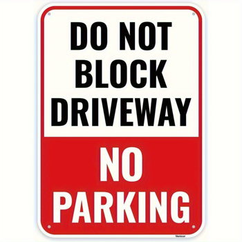 CIFbuy 复古铝制禁止停车标牌不阻挡车道警示挂牌家用户外装饰大字体耐用（TikTok、temu 下自提）