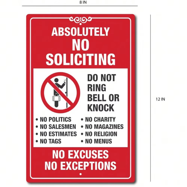 CIFbuy 禁止推销标牌无例外禁止敲门家用商用安全警示牌（TikTok、temu 下自提）-3