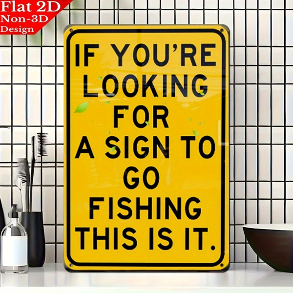 CIFbuy 2D 平面趣味钓鱼复古金属标牌墙面装饰家居农场酒吧车库挂画（TikTok、temu pick-up service）-8