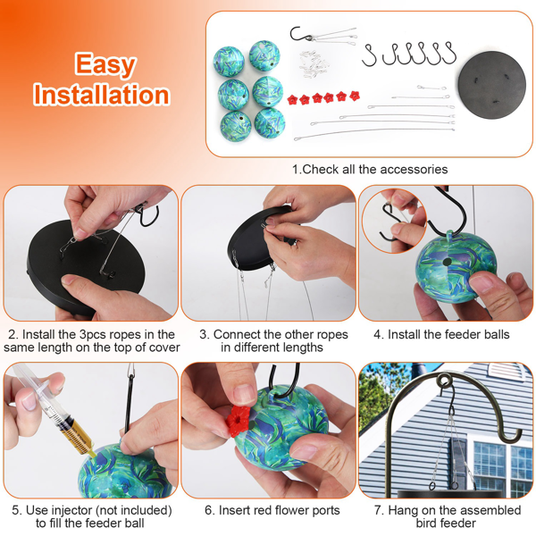 （自提可发加拿大，temu&tk下自提单）户外悬挂式风铃蜂鸟喂食器，采用舌部保护设计的独特鸟类喂食器，花园、露台及庭院装饰，送给爱鸟人士的理想礼物-3