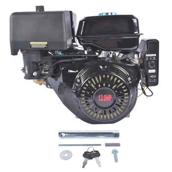 A3 四冲程 389cc 13HP OHV水平轴电启动汽油发动机黑色 4 Stroke 13HP 389cc Gas Engine with Electric Start, Go Kart Engine Horizontal Shaft OHV Gas Motor, Gas Powered Multi-Use Engine Black
