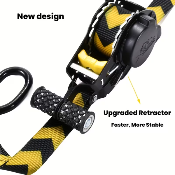 （正品）伸缩式棘轮绳（2条装）- 1英寸 X 119英寸（1155磅断裂强度）- 重型汽车自缩绳，适用于卡车、货运拖车、摩托车、电动车等-7