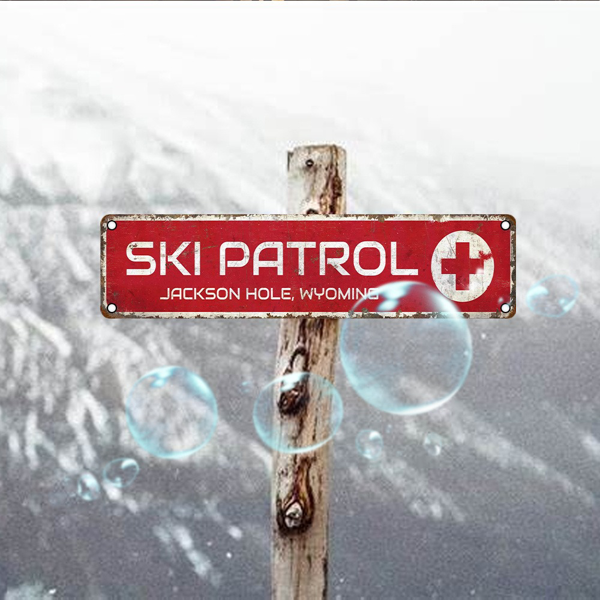 CIFbuy 杰克逊山口滑雪巡逻队怀俄明州铝制标牌复古防水墙面装饰（TikTok、temu 下自提）-3