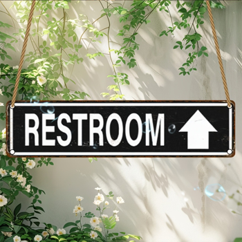 CIFbuy 质朴木制卫生间标识牌公园农舍家居商用英文壁挂装饰牌（TikTok、temu 下自提）