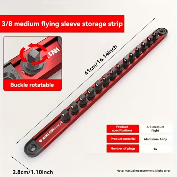 便携式磁性插座管理器 - 带手柄的钢托盘 - 重型铝制插座轨道管理器，工具箱插座架 -1/2英寸插座架-7