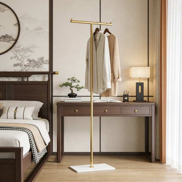 Clothing Rack, Golden Metal Freestanding Heavy Duty Clothes Rack with Marble Base, Multipurpose Garment Hanger for Bedroom, Hat, Scarf, Jacket,-4