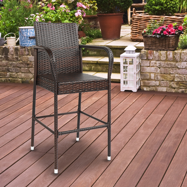 2pcs 棕色渐变 编藤吧椅-24