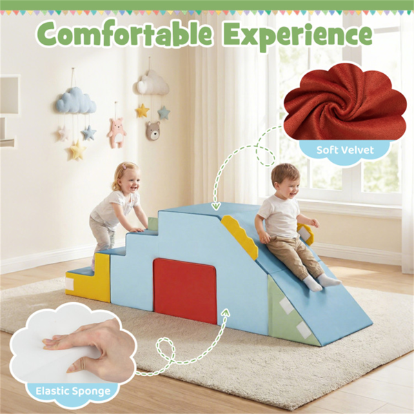 三合一婴儿软质泡沫登山车，带滑梯，可转换天鹅绒游戏套装，带桌椅，可清洗的攀爬块-11